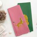 Hot Pink Green Preppy Leopard Kitchen Towels and Dishcloths Set of 2, Girls Bathroom Decor Cheetah Hand Towels, Modern Art Drying Cloth Hand Towels for Dorm Bathroom Kitchen Decor, 1624 Inches