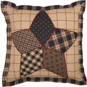 VHC Brands, Bingham Star, Cotton, 10x10, Star Patch Pillow, Black