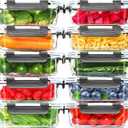 Skroam 10 Pack Glass Meal Prep Containers, 22 OZ Glass Airtight Food Storage Containers with Lids, Pantry Kitchen Storage Containers for Lunch, Food Storage, Meal Prep, Lunch Bento Boxes (Grey)