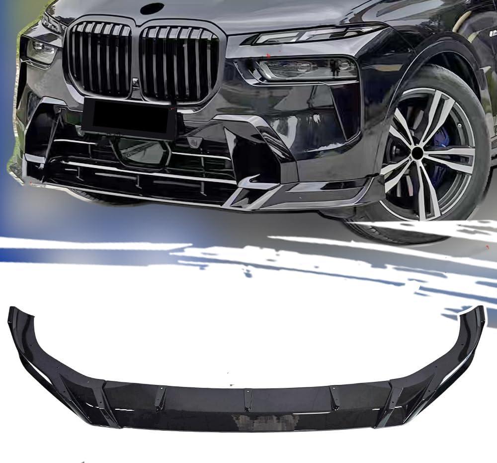 Front Bumper Lip Fits for BMW X7 G07 LCI M Sport 2023-2026 Only, 3Pcs Front Bumper Lip Body Kit Spoiler,ABS Plastic,Gloss Black