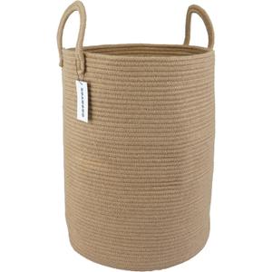 Cotton Rope Laundry Basket Hamper for Clothes Woven Storage Basket for Living Room Bedroom Boho Tall Rope Baskets for Blanket Toys Pillow Towels Baby Nursery Hamper Bin Large jute