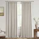 Unique Curtains 86 Inches Long for Living Room,Linen Farmhouse Modern Complete Blackout Custom Privacy Curtains for Windows Energy Efficient Closet Cover Pinch Pleated/Back Tab Birch Drapes 2 Panels (Natural)