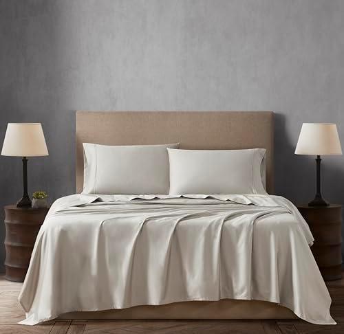 Linen Closet Luxury Cotton 400 Thread Count Cotton Sateen 4-Piece Sheet Set, Queen, Taupe