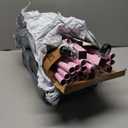 Calmootey Double Rod Clothing Garment Rack,Rolling Hanging Clothes Rack,Portable Clothes Organizer for Bedroom,Living Room,Clothing Store, Pink