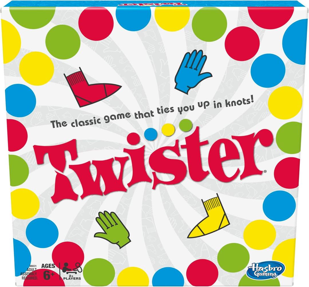 Hasbro Twister Party Classic Board Game for 2 or More Players, Indoor and Outdoor Game for Kids 6 and Up