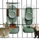 Lemtrflo Hanging Automatic Food and Water Dispenser, Gravity Rabbit Feeder Set, Cage Cat and Bunny Food Bowl (Cage Grid Spacing Over 1.2'')