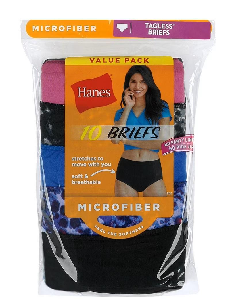 Hanes womens Cool Comfort Microfiber Underwear, 10pack Briefs, 10 Pack  Assorted 1, 9 US