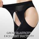 MANZI Suspender Tights for Women Opaque Garter Belt 60D Suspender Pantyhose Sheer Thigh High Stockings (Black, XL)