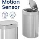 Ninestars DZT-80-24 Automatic Motion Sensor Trash Can with Adjustable Sensor Range, Stainless Steel Base, Silver Lid, 21 Gallon