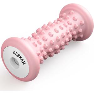 BESKAR Foot Massager Roller for Plantar Fasciitis Relief, Portable Feet Roller to Deep Tissue Muscle Massage, Foot Arch and Heel Pain, Reflexology Tool (Pink)
