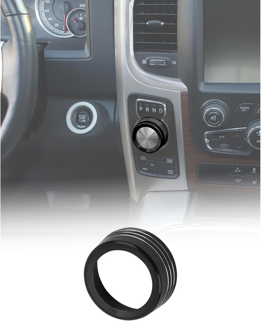 Black Gear Shift Switch Knob Cover for 2013-2017 Dodge RAM/Durango 2014-2017 Interior Accessories Gear Shift Adjust Control Switch Button Cover Ring Trim