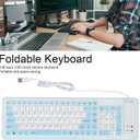 Sanpyl USB Wired Foldable Silicone Keyboard, 103 Keys, Blue, Mute, PC Laptop