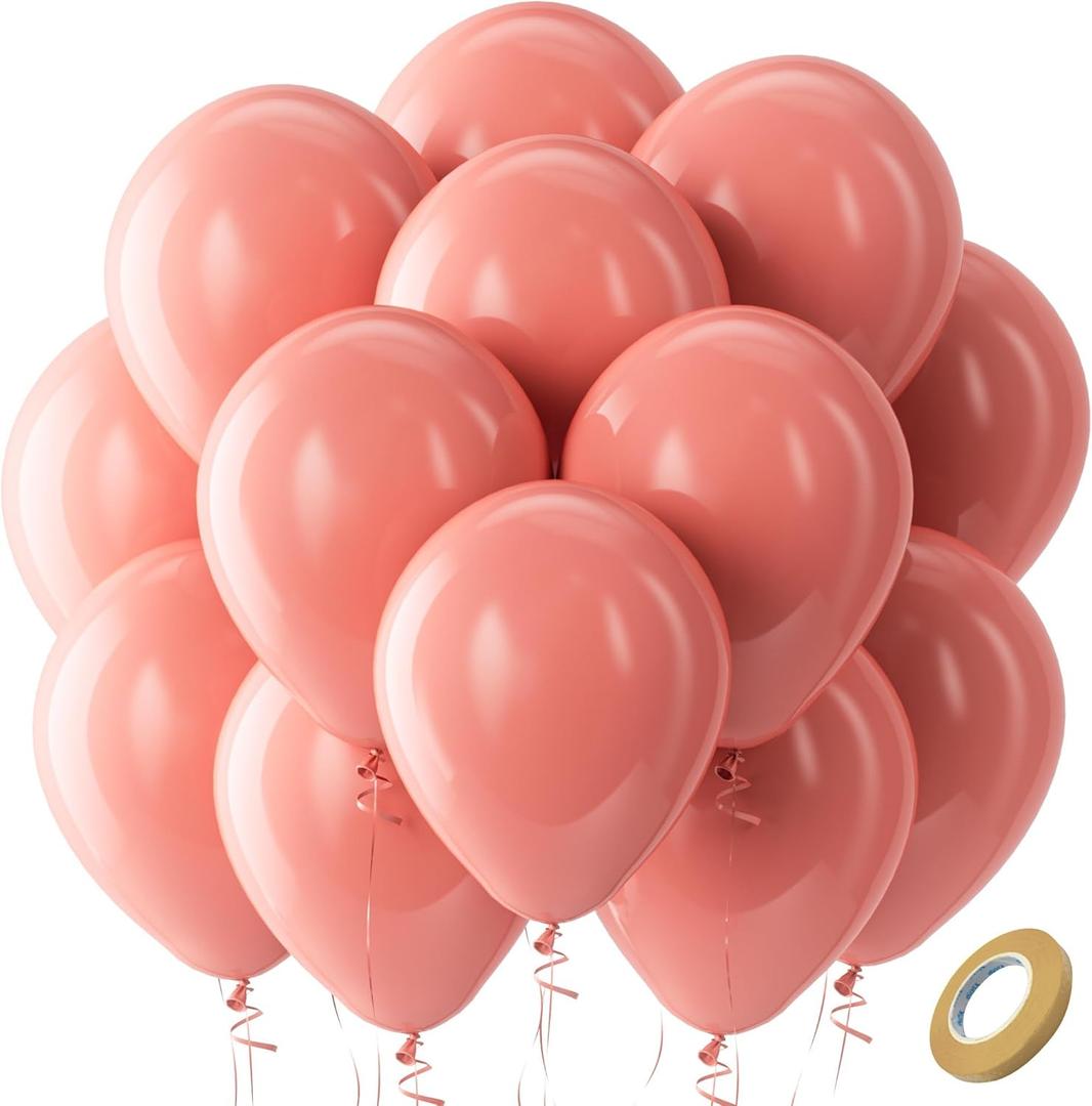 Dusty Pink Latex Party Balloons - 100 Pack 12 inch Round Helium Blush Pink Rose Pink Balloons for Birthday Wedding Anniversary Bridal Shower Gender Reveal Boho Theme Party Decoration