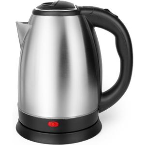 Stainless Steel Electric Tea Kettle, Electric Kettles for Boiling Water, 1.7L Electric Kettle, Cordless Water Boiler with 360 Degree Rotational Base, Automatic Shut Off, 1000W, Silver (Black) (1.9 Quarts)