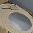 IRIS USA Top Entry Cat Litter Box with Scoop, Stylish Round Cat Litter Box Enclosure, Kitty Litter Box, Beige/White