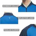 M MAELREG Quarter Zip Pullover Men Moisture Wicking Micro Fleece Performance Raglan Collarless Golf Sweatshirts for Men (Blue, M)