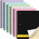 6 Pcs Legal Pad Top Spiral Bound Notebook 70 Sheets Double Sided College Ruled Paper Notepad Memo Steno Pad with Stiff Cover for Business College(8.5 x 11 Inches,3 Hole Punch,6 Colors)