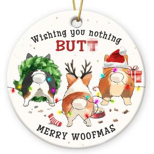 5 x Corgi Dog Christmas Ornaments 2025, Double Sided Ceramic Ornament for Christmas Decorations, Christmas Corgi Gifts for Dog Lovers, Animal Lovers Gift Ideas for Friends Family, Cute Xmas Dogs Decor