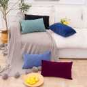 PLWORLD Blue Lumbar Pillow Cover 12x20 Inch, Pleated Decorative Small Throw Pillow Case, Soft Velvet Textured Cushion Case for Couch Bedroom, 1PC Cover Only No Insert