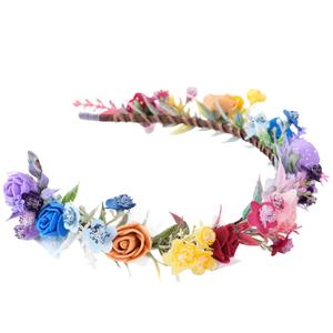 Rainbow Headband Flower Crown - Handmade Pride Floral Crown Headwear with Ribbon Rainbow Hair Accessories for Women Girls LGBTQ Bisexual Pride Party Outfits Costume Headpiece