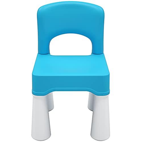 Plastic Kids Chair, Durable and Lightweight, 9.3" Height Seat, Indoor or Outdoor Use for Boys Girls Aged 2+ Blue