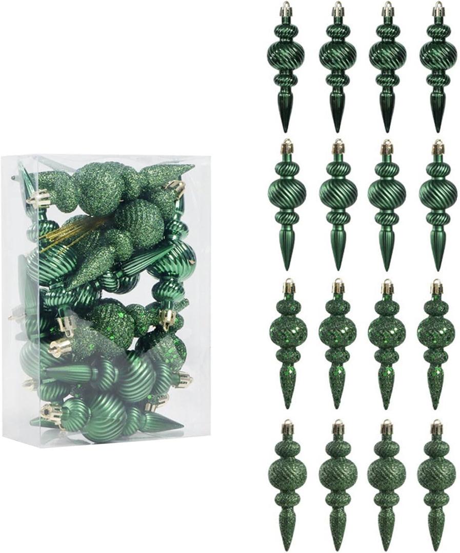 Holiday Hanging Ornament Long Spiky Shape Christmas Decorations for Tree Window Store Decoration Unique Shaped Christmas Tree Decorations (Green)