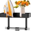 JUYSON Ironing Board Holder, Wall-Mounted Iron and Board Set Storage for Laundry Rooms (Black) (Black-with Shelf)