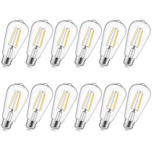 Gozelux LED Edison Light Bulbs, 12Pcs Vintage 6 Watt, Equivalent 60W Incandescent Light Bulbs, E26 Medium Base Dimmable Decorative Antique Filament Light Bulbs with 90+ CRI, Cool White 4000K