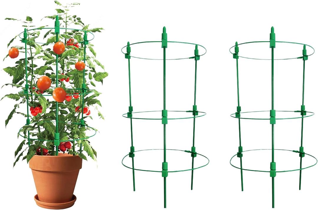 Adjustable Tomato Plant Support Cages. 2 Pack 36 Inch Tomato Plant Stakes for Climbing Plants,VegetablesFlowersFruit.