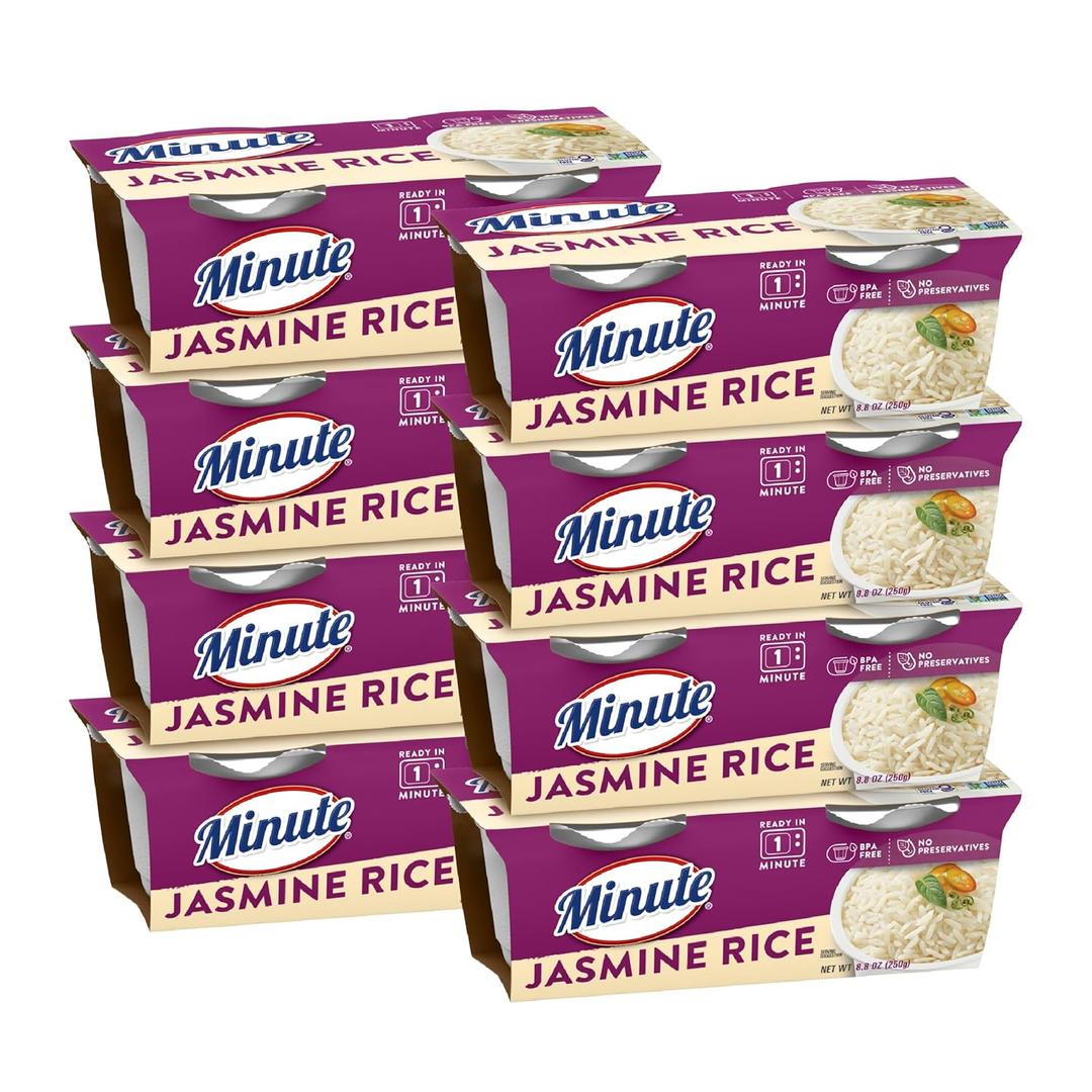 Minute Ready-to-Serve Jasmine Rice, Microwavable Rice Cups, 8.8-Ounce Cups (Pack of 8), Best By 01/2027