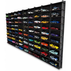 100 Car 1/64 Model Car Display Case, Toy Car Storage Organizer, Cars Storage Showcase ,Wall Mounted & Durable Die-Cast Car Storage Organizer with Handle for 1:64 Scale Vehicles,(Old Black)