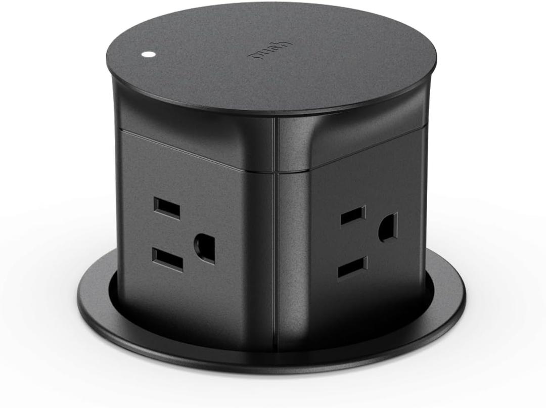 Jgstkcity Pop up Outlet for Kitchen Counter Island,Pop Out Outlet Station with 15 Amp Receptacle Outlet, Splash Resistant,3.15" Diameter,Conference Table Power Hub,ETL Listed (4 Outlets & 0 USB-0, Black)