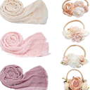 7 Pcs Newborn Photography Props Wrap Kits 3 Pcs Baby Wraps 4 Pcs Flower Headband Baby Photoshoot Props Photo Supplies for Boy Girl Infant Toddler