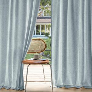 MIULEE Non-See-Through Privacy Linen Curtains 2 Panels, Light Filtering Window Curtains Farnhouse Textured Back Tab Semi Sheer Drapes for Bedroom Living Room, 52 x 63 Inches Long, Stone Blue