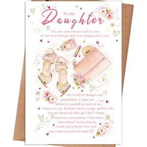 2 x Birthday Card Gifts for Daughter from Mom Dad,Daughter Birthday Card, Daughters Birthday Gifts decoration Adult