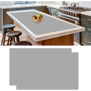 2Pack Large Silicone Mats for Kitchen Counter, 36''x24''(90cmx60cm) Heat Resistant Mat for Kitchen Island, Waterproof Multipurpose Countertop Protector, Light Gray