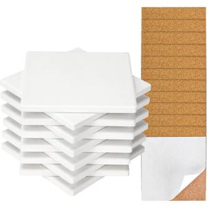 Colovis 12 Pack Ceramic Tile for Crafts Coasters, 4 Inches Square Unglazed Blank Ceramic Costers with Cork Backing Pads for Acrylic Pouring, DIY Make Own Coasters, Painting Projects, Decoupage