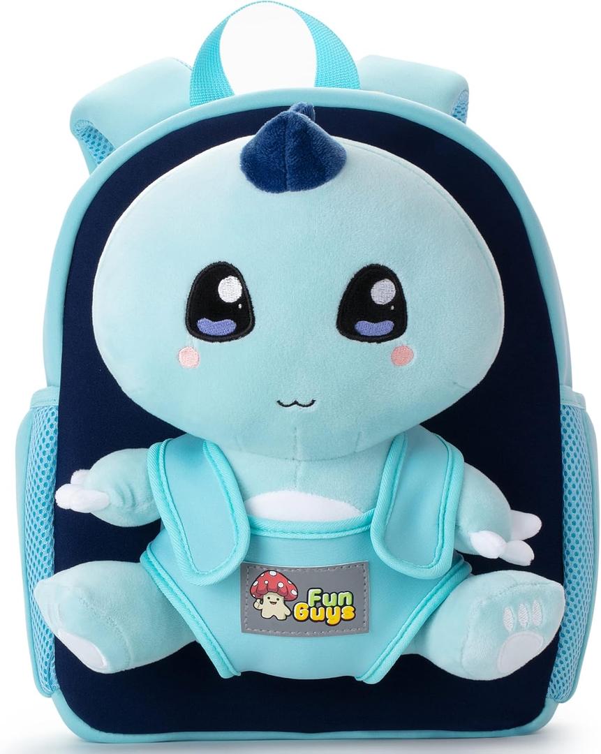 FunGuys Kawaii Dinosaur Backpack for kids 3-5, Toddler backpack for boys girls, Kids' backpacks, Preschool backpack for kids 5-7, Kindergarten, Toddler Bookbag, Dino Bag for boys 4-6, Pre K Bag