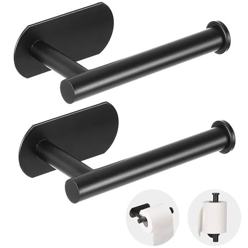JOPOFI Toilet Paper Holder - Self Adhesive Toilet Paper Holder Wall Mount for Bathroom, SUS 304 Stainless Steel Command Strip Toilet Paper Roll Holder Stick On Wall, No Drilling - Matte Black（1 Pc）