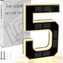 ISUNMEA 9 Inch Solar Lighted House Numbers for Outside, Light Up Waterproof LED Address Numbers Signs for Houses, Large Personalized Illuminated Exterior Modern House Numbers Light (5-Black, 9IN)