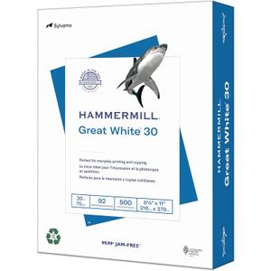 Hammermill Printer Paper, Great White 30% Recycled Paper, 8.5 x 11-1 Ream (500 Sheets) - 92 Bright, Made in the USA, 086710