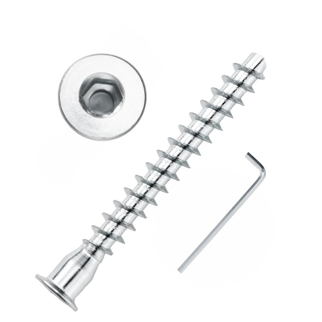 Confirmat Screws, M5 x 40mm 10 PCs, Hex Socket Drive Countersunk Furniture Connecting Self-Tapping Screw Set Carbon Steel Zinc Plated (Silver)