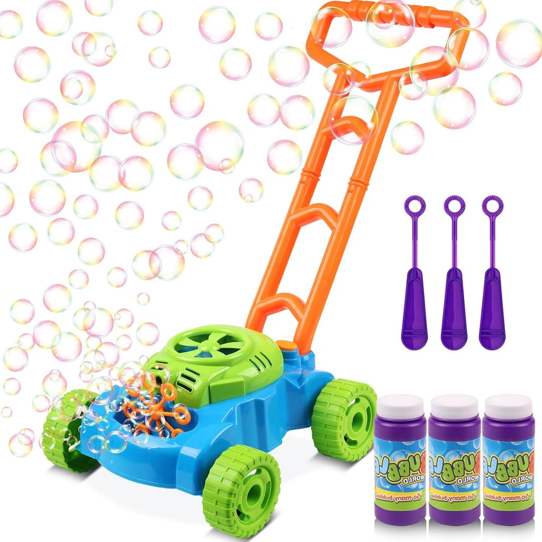 Lydaz Bubble Lawn Mower for Toddlers 1-3, Kids Bubble Machine for 1-Year-Old Boys Toy Gifts, Kids Christmas Birthday Gifts, Push Summer Outdoor Garden Toys for Preschool Baby Boys Age 1, 2, 3