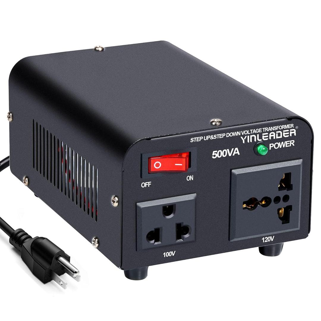 Yinleader 500W Step Down 120V to 100V Voltage Converter Japanese Transformer (120v to 100v OR 100v to 120v) w/US Power Cord