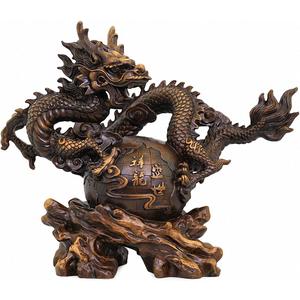 Large Size Chinese Zodiac Rosewood Color Dragon Statue Collectible Figurines Table Decor
