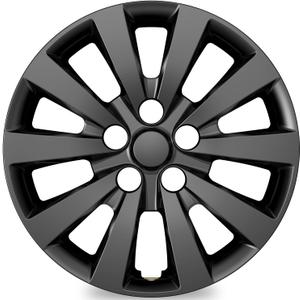 4-Pack Hubcaps Compatible with Nissan Leaf 2011-2025, Sentra 2013-2019, 16 inch 16" Steel Wheel, Wheel Covers Skins, Snap On Tire Cover Replacement (Black Color)