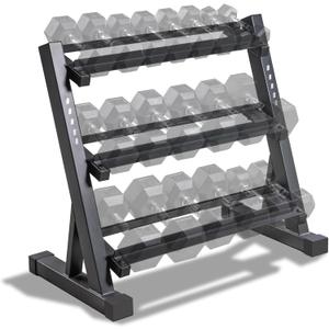 Marcy Weight Storage Organizer Racks for Dumbbells, Kettlebells, Weight Plates (Black 3-Tier DB Rack)