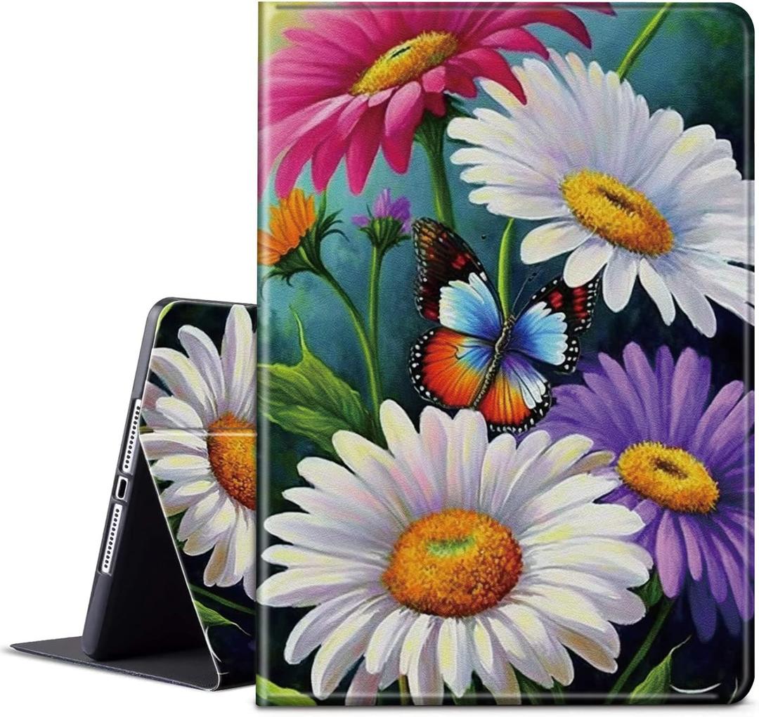 for Kindle Fire HD 10 Tablet Case 7th/9th Generation 2017/2019 Release 10.1 inch with Adjustable Stand & Auto Wake/Sleep Feature Smart Protect Cover Case - Butterfly Flower