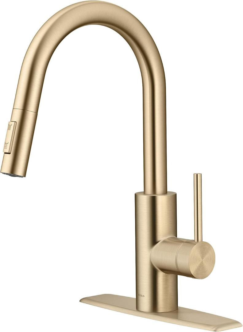 KRAUS Champagne Bronze Pull Down Kitchen Faucet KPF-2620SFACB