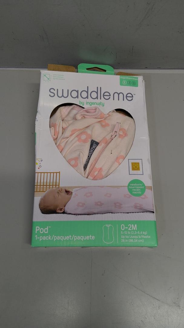 SwaddleMe by Ingenuity Compression Baby Swaddle Pod in Velboa, Two-Way Zipper for Easy Diaper Changes, Improves Sleep & Calms Startle Reflex, 0-2 Months, 1.0 TOG, 1Pack -  Flower Confetti